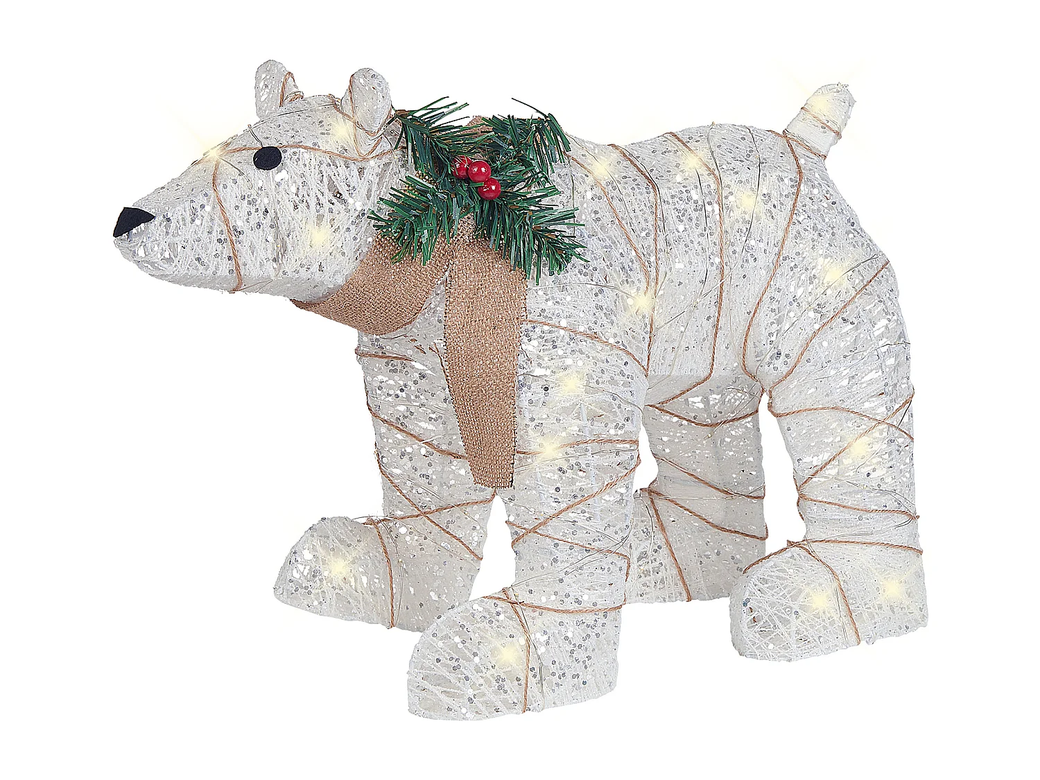 Dekoracja ogrodowa LED niedźwiedź 34 cm biały SIVULA 153693 - obrazek 1