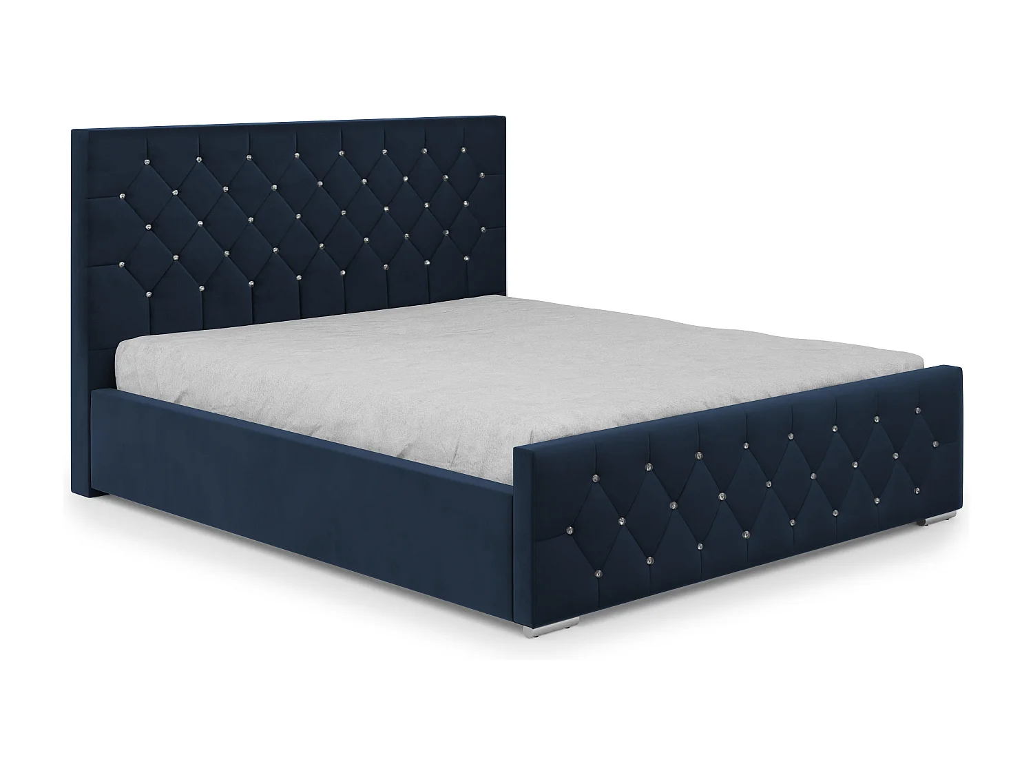 DomoHome - Trwałe łóżko tapicerowane Mona I, nowoczesny design, pojemna skrzynia, łatwa w pielęgnacji tkanina 140x200 cm, granatowy 3912301 - obrazek 1