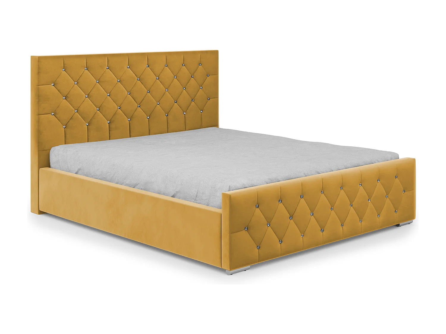 DomoHome - Mona I nowoczesne łóżko tapicerowane, eleganckie wezgłowie, praktyczna skrzynia, tkanina Abriamo 180x200 cm, żółty 3912331 - obrazek 1