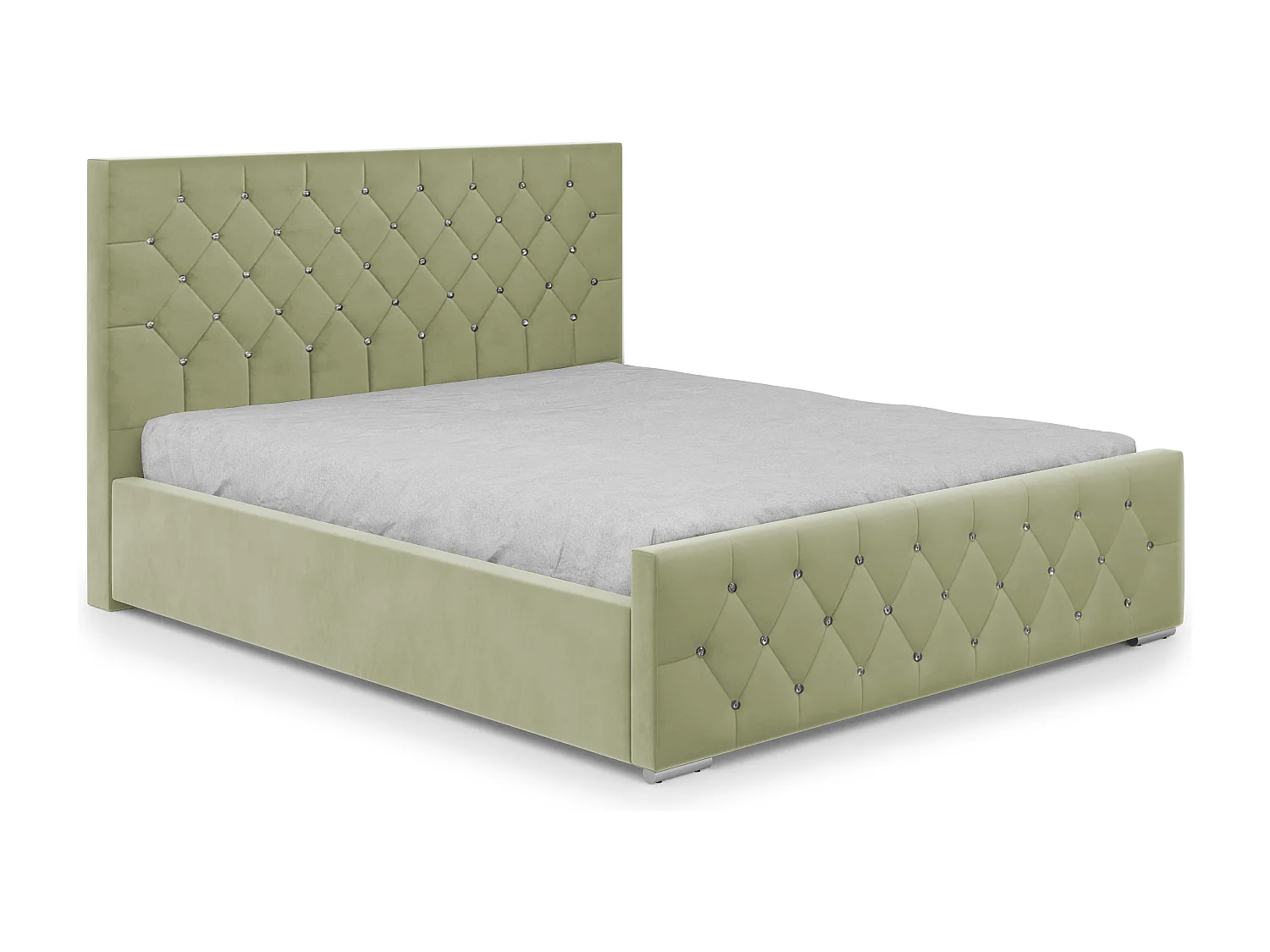 DomoHome - Nowoczesne łóżko tapicerowane Mona I, wysokiej jakości tkanina, skrzynia, elegancki półokrągły wzór 160x200 cm, seledynowy 3912347 - obrazek 1
