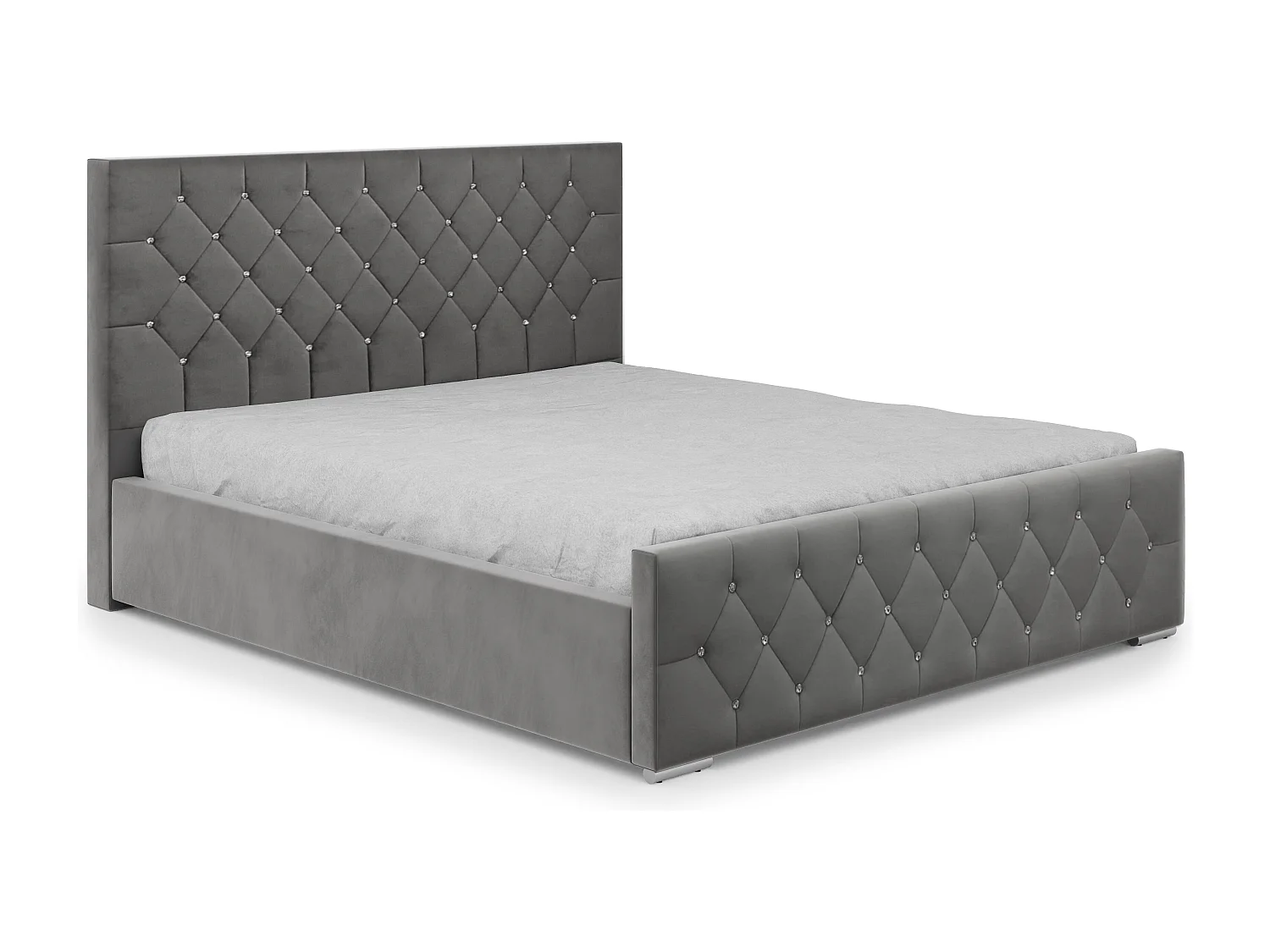DomoHome - Nowoczesne łóżko tapicerowane Mona I, wysokiej jakości tkanina, skrzynia, elegancki półokrągły wzór 200x200 cm, jesion 3912358 - obrazek 1