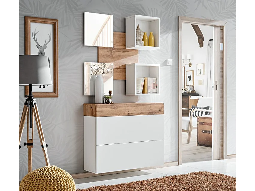 Lustro do przedpokoju EASY białe/dąb wotan 3954508