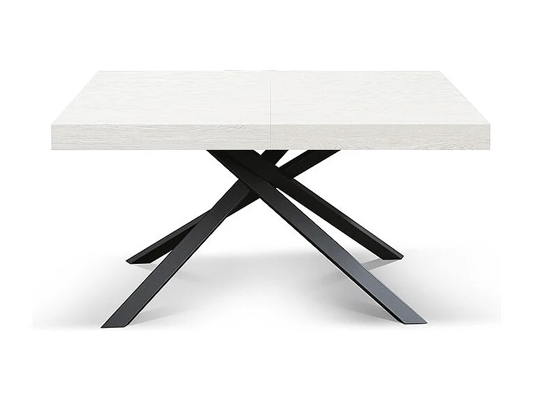 Drewniany stół, białe wykończenie, antracytowa podstawa, rozkładany 140x90 - FORTE DEI MARMI 4056846 - obrazek 1