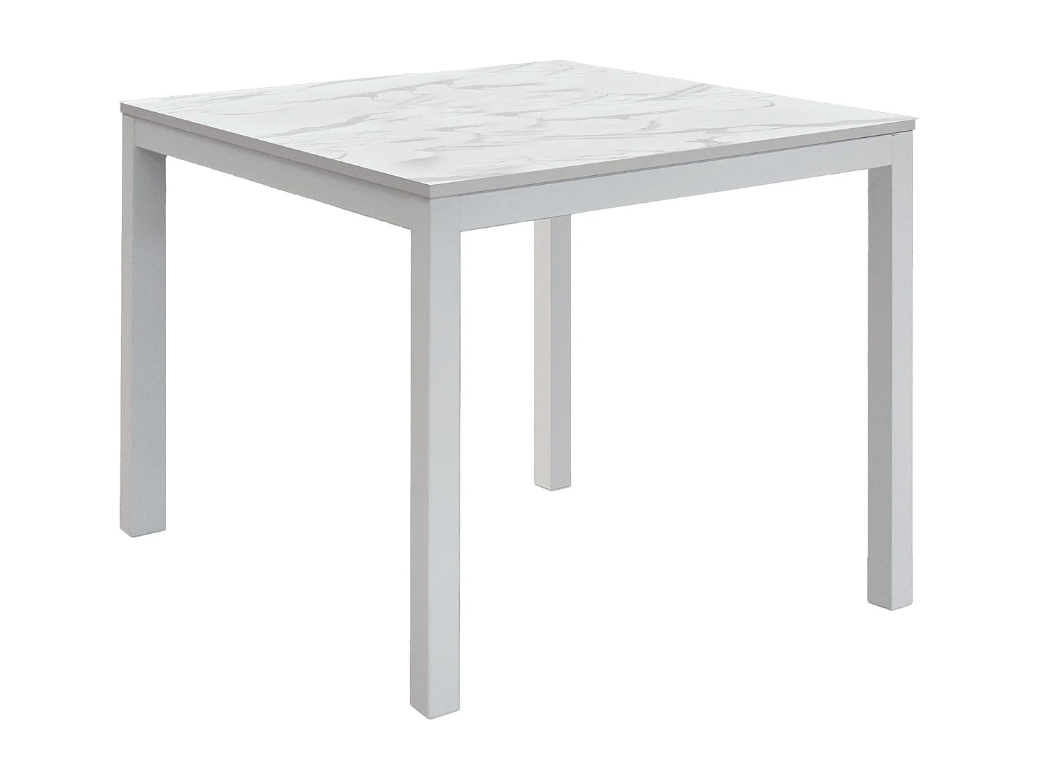 Drewniany stół, marmurowe wykończenie i biały metal, rozkładany 90x90 - TROPEA 4056920 - obrazek 1