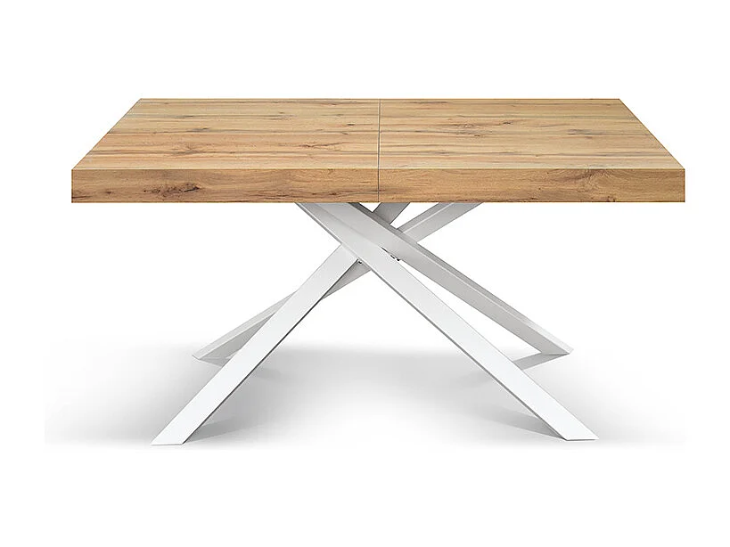 Drewniany stół, dębowe wykończenie, biała podstawa, rozkładany 140x90 - FORTE DEI MARMI 4056923 - obrazek 1