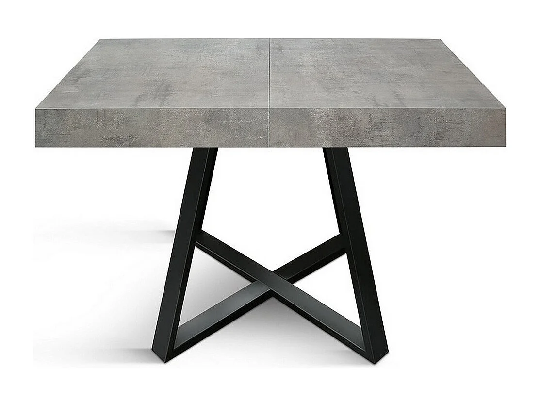 Drewniany stół, cementowo-szary, antracytowa podstawa, długość 95x90-145x90cm - FORTE DEI MARMI 4056944 - obrazek 1
