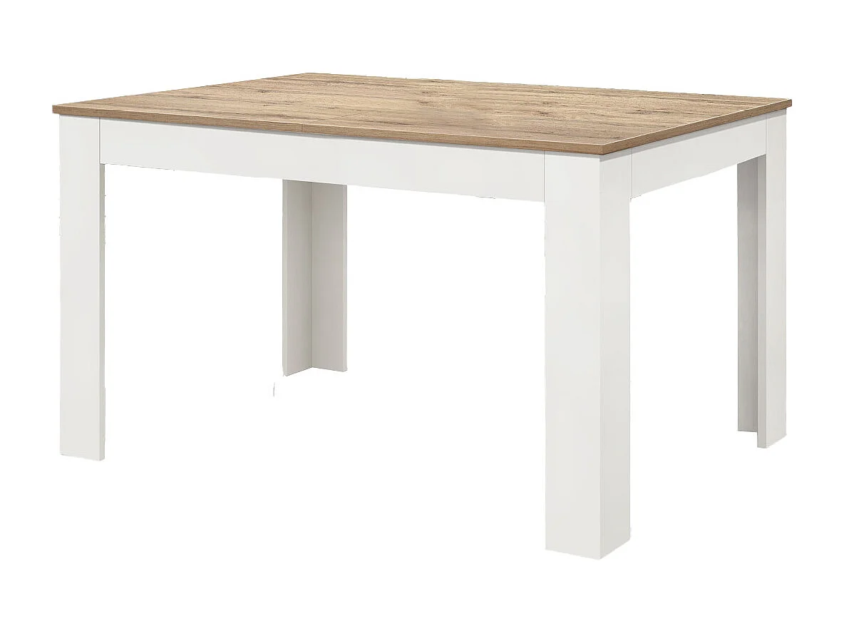 Drewniany stół, dębowe wykończenie, biała podstawa, rozkładany 120×80-170×80cm - LIPARI 4057007 - obrazek 1