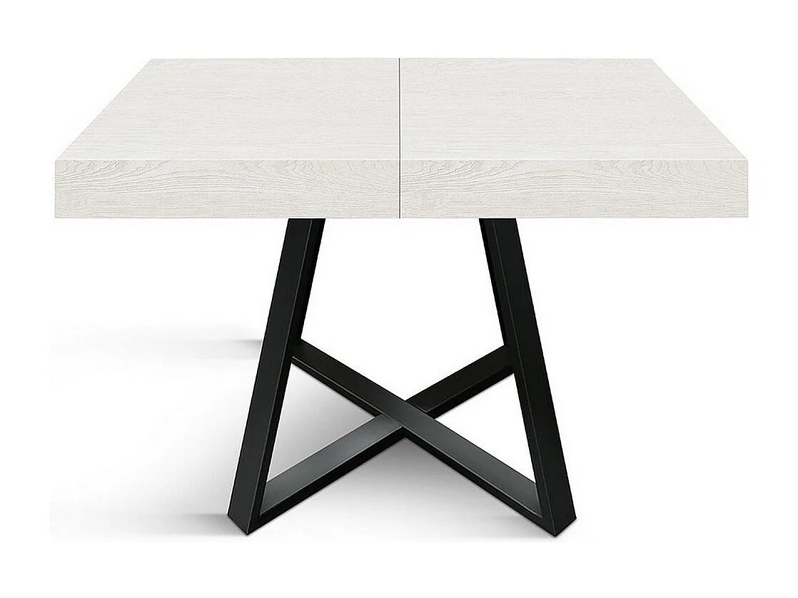 Drewniany stół, biały jesion, antracytowa podstawa, 95x90-145x90cm - FORTE DEI MARMI 4057006 - obrazek 1