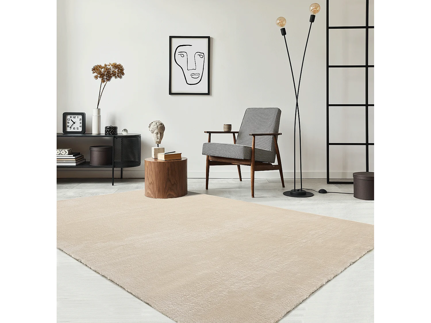 Dywan krótkim włosiem zmywalny antypoślizgowy - Beige - 140 x 200 cm - RELAX 4081037 - obrazek 1