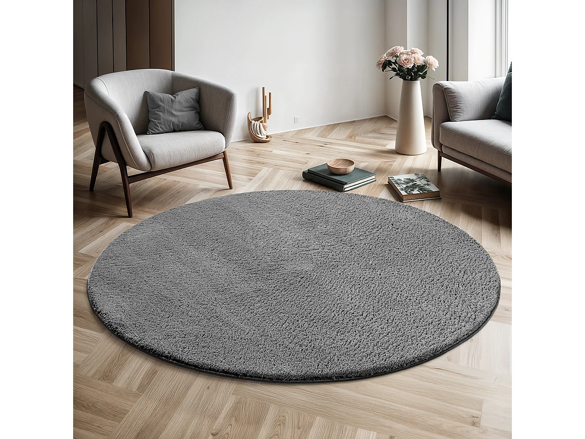 Dywan krótkim włosiem zmywalny antypoślizgowy - Antracyt - 200 cm Okrągły - RELAX 4081192 - obrazek 1