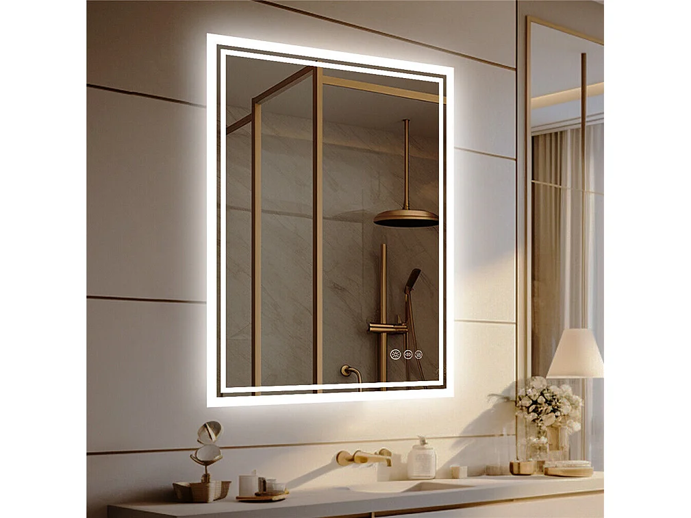 Lustro łazienkowe LED 70x50cm lustro ścienne z oświetleniem antyparowym 50x70cm 2166931 - obrazek 1