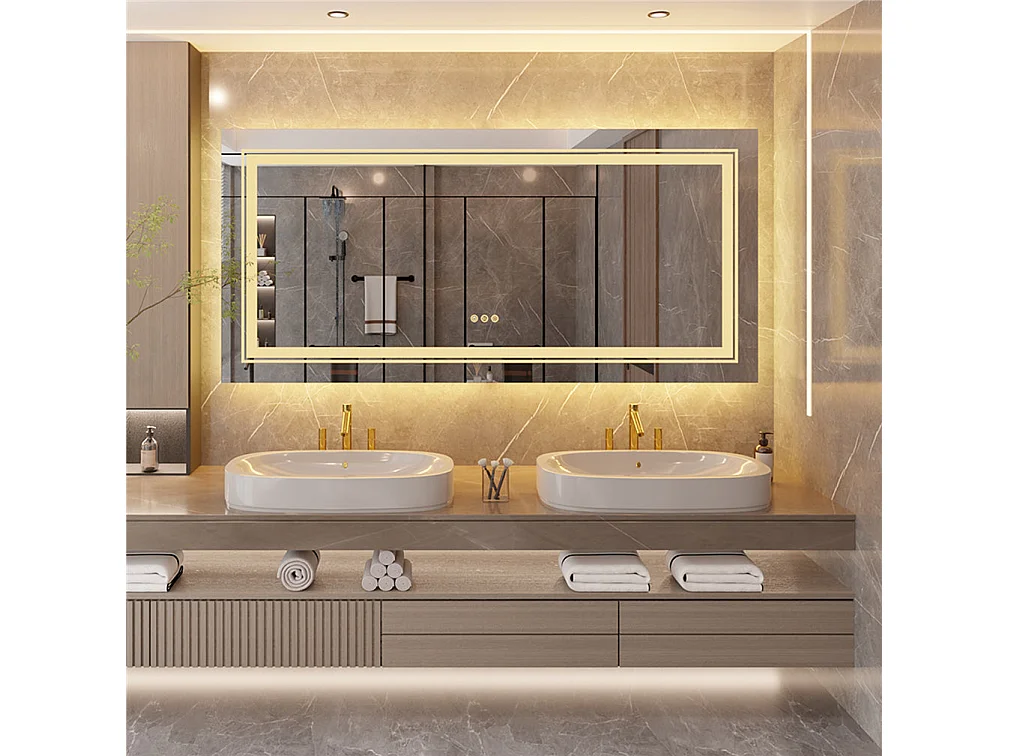 Lustro łazienkowe LED 160x80cm prostokątne lustro ścienne z oświetleniem antyparowym 160x80cm 2166963 - obrazek 1