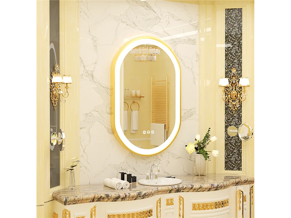 Lustro łazienkowe LED 80x50cm owalne lustro ścienne anty-parowanie 3 regulowane kolory 80x50x4cm 3164936 - obrazek 1
