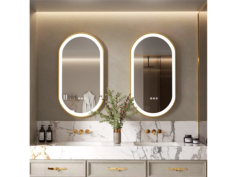 Lustro łazienkowe LED 100x50cm lustro podświetlane anty-parowanie 3 kolory regulowane 100x50x4cm 3164933 - obrazek 1