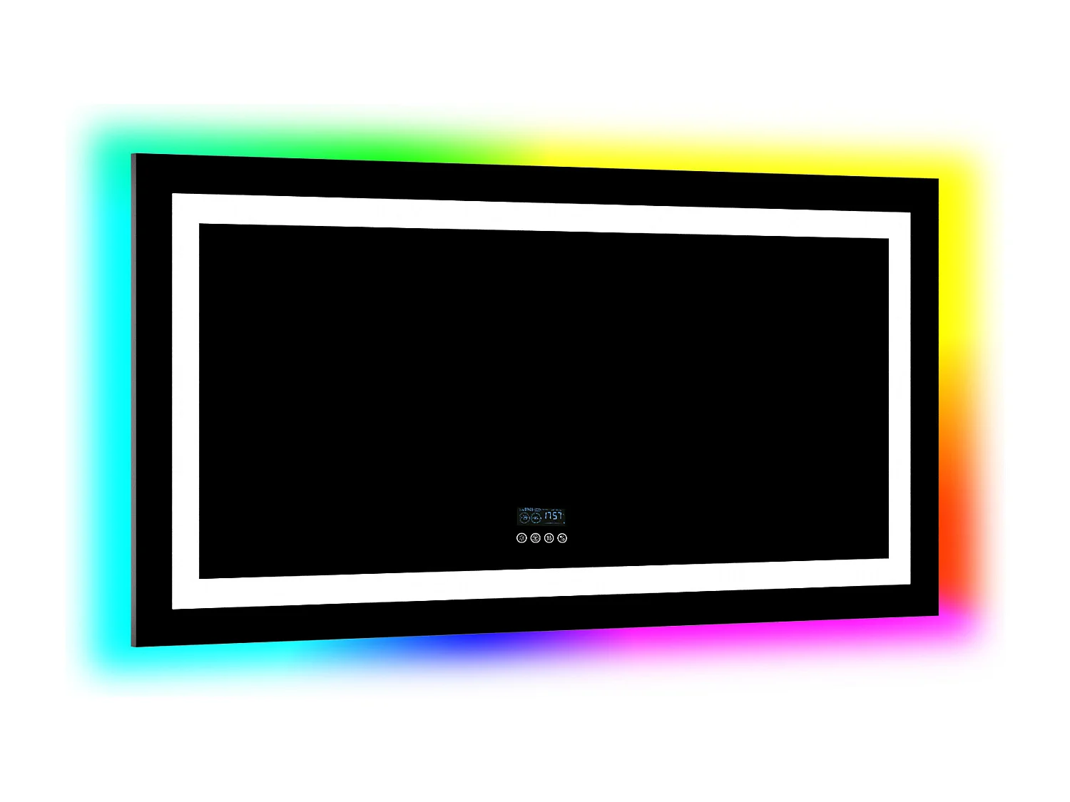 Lustro łazienkowe 151x78cm RGB i LED regulowane + przeciwmgielne + Bluetooth 5.2 + Zegar + 3 kolory 4 przyciski 4077217 - obrazek 1