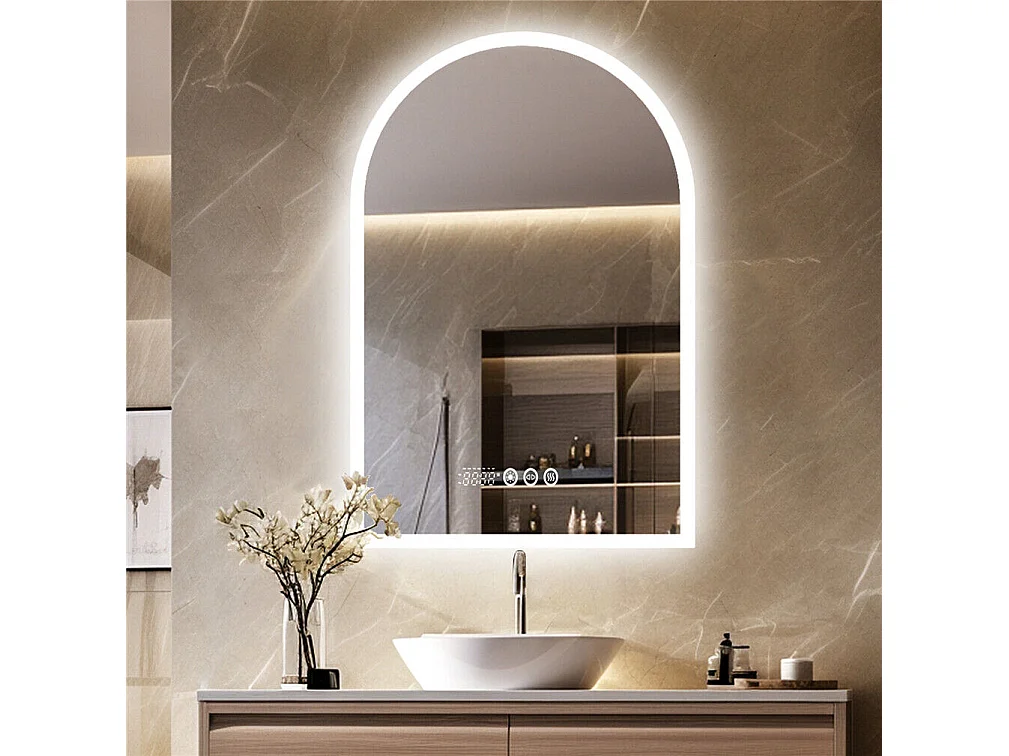Lustro łazienkowe LED 60x90cm lustro z bluetooth trójkolorowe przeciwmgielne 90x60cm 2166951 - obrazek 1
