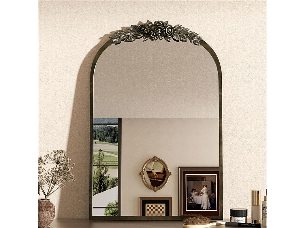 Lustro łukowe metalowe - dł. 60,5 x wys. 91,6 cm - złote Lustro ścienne designerskie 3285851 - obrazek 1