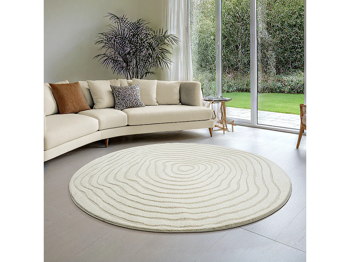 Dywan Everest Nowoczesny 3D - Krem - 200 cm Okrągły 4097574 - obrazek 1