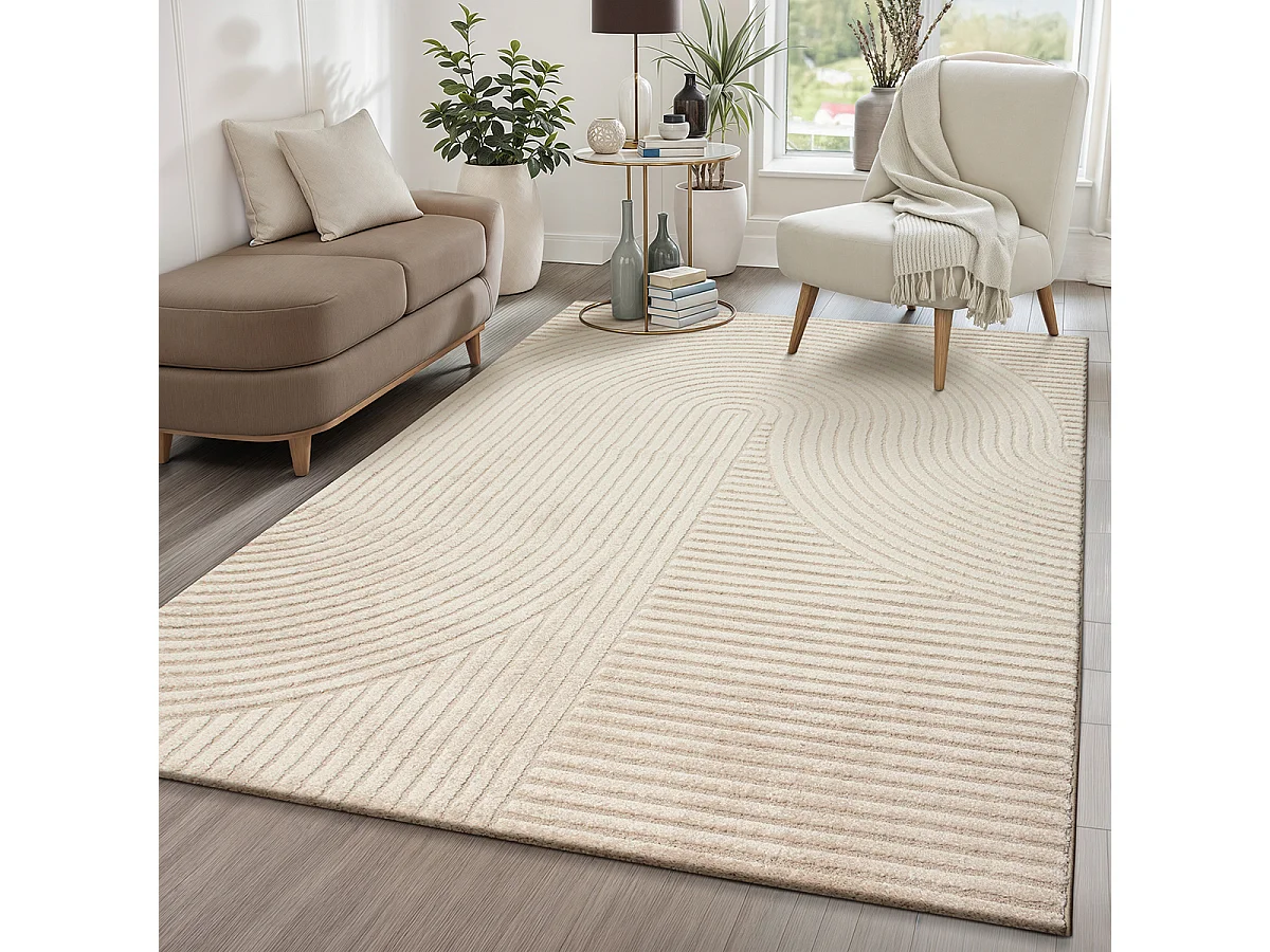 Dywan Everest nowoczesny 3D High-Low - Beżowy - 120 x 170 cm 4097605 - obrazek 1