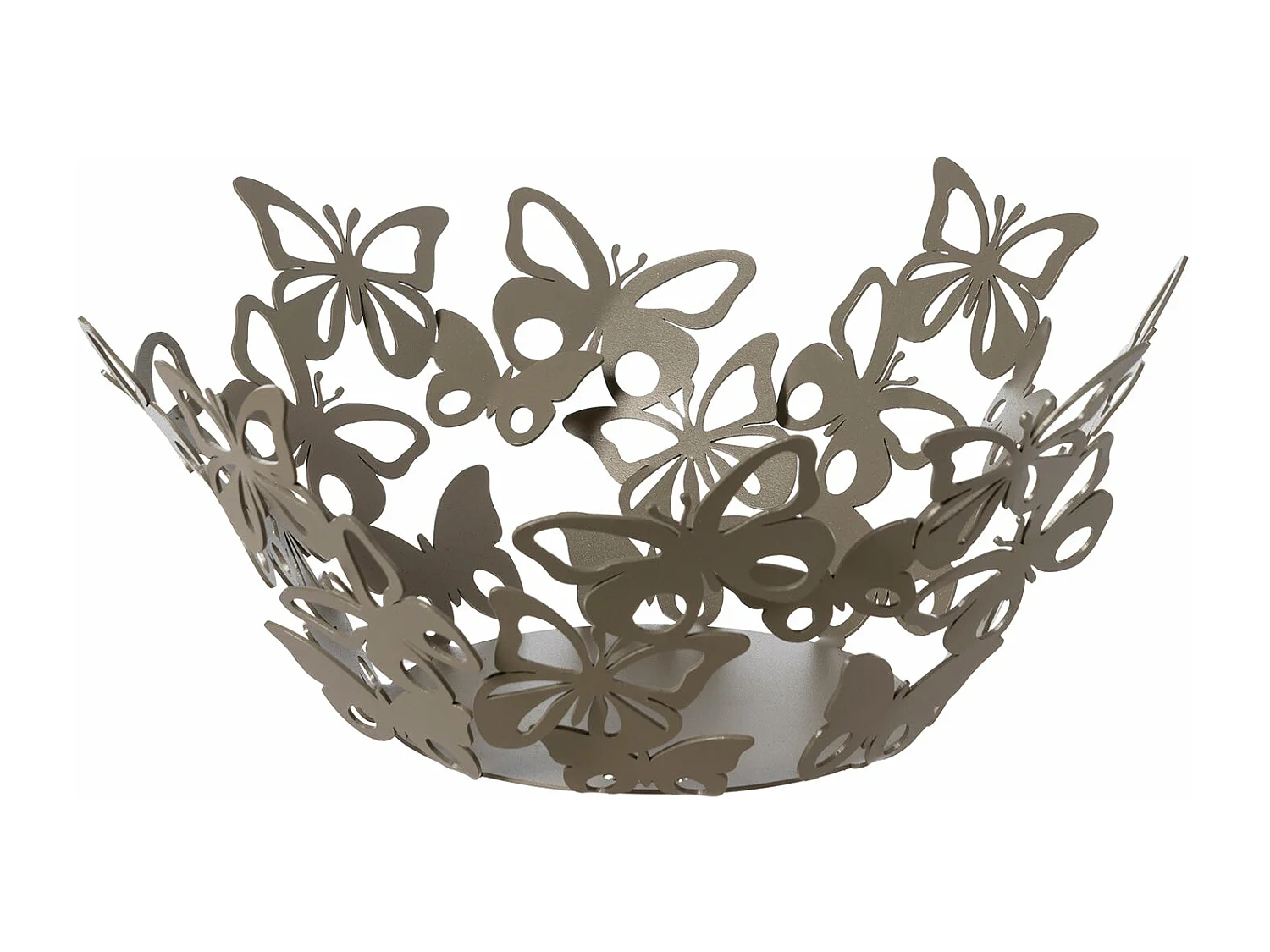 Mały element centralny Farfalloso Ø31 cm z beżowego żelaza perforowanego, nowoczesny design z motylami, elegancka dekoracja stołu, wyprodukowano we Włoszech 4104991