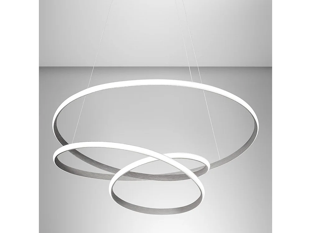 Diva - lampa wisząca LED 80W z możliwością ściemniania - nowoczesny design z tytanu i aluminium, ciepłe światło 3000K, splecione pierścienie o średnicy 85 cm 4105058 - obrazek 1