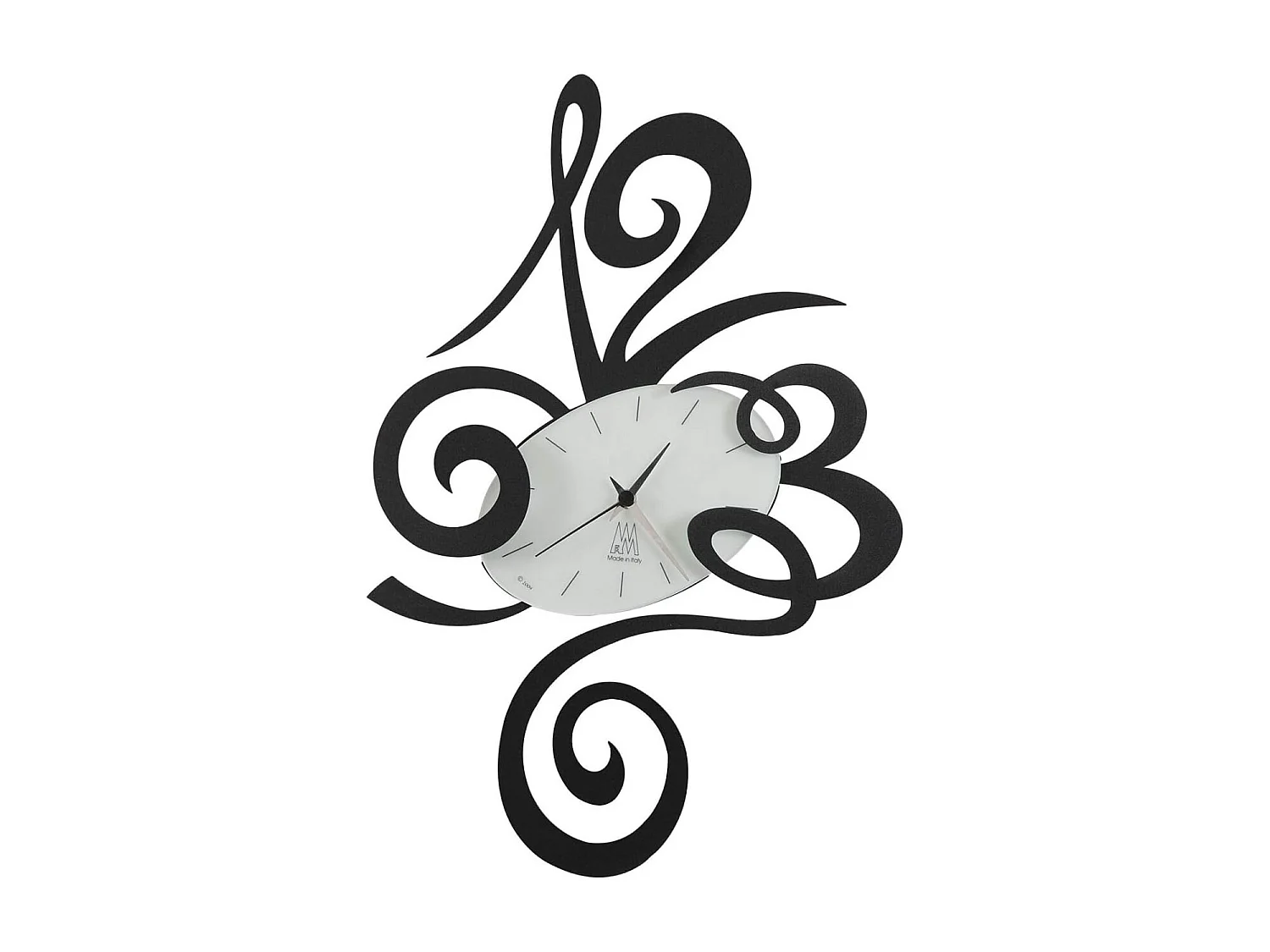 Czarny zegar ścienny Robin, Ø45 cm, wykonany ze stali, minimalistyczny i cichy design do domu i biura, wyprodukowany we Włoszech 4028750