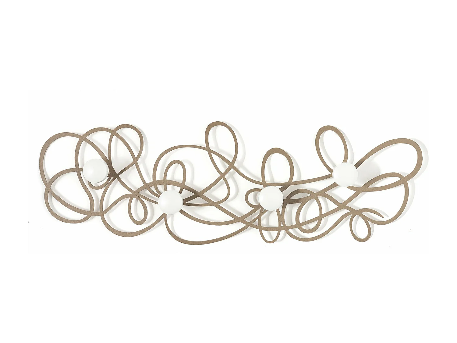 Wieszak ścienny Doodle 77×25 cm, beżowy, z żelaza, z gałkami – nowoczesny design z przeplatającymi się liniami – montowany na ścianie – wyprodukowano we Włoszech 4142529