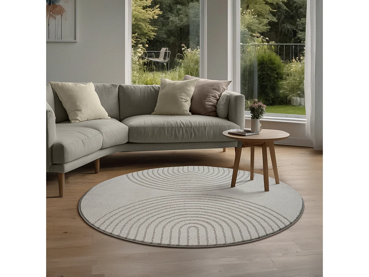 Dywan Elisa Geometryczny design, Szary, 120 cm, okrągły 4144854 - obrazek 1