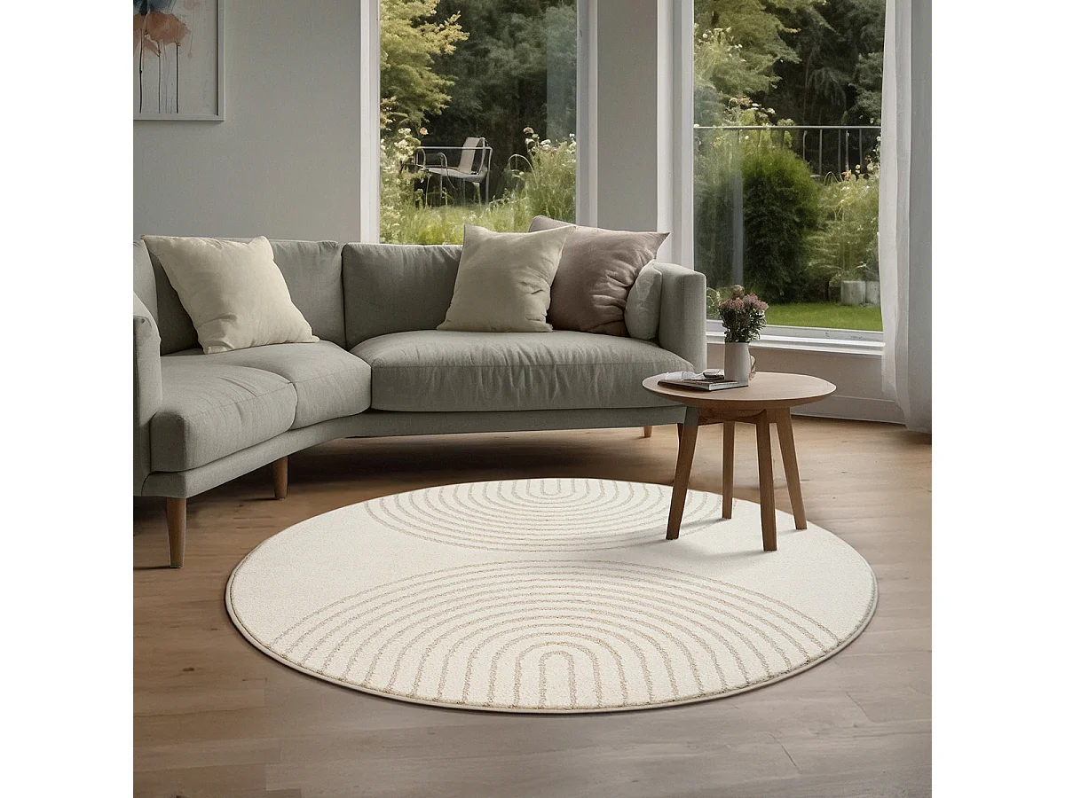 Dywan Elisa Geometryczny design, Krem, 120 cm, okrągły 4144858 - obrazek 1