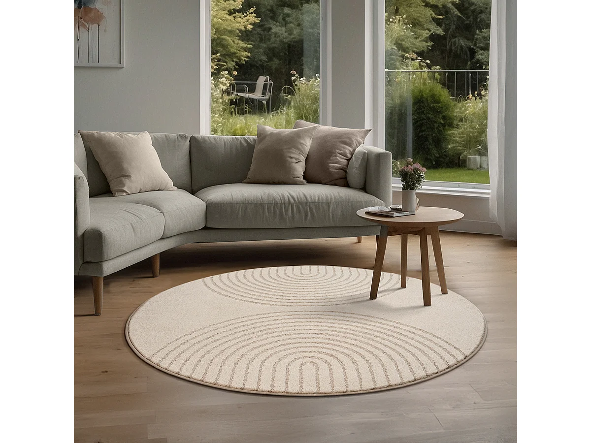 Dywan Elisa Geometryczny design, Beżowy, 120 cm, okrągły 4144879 - obrazek 1