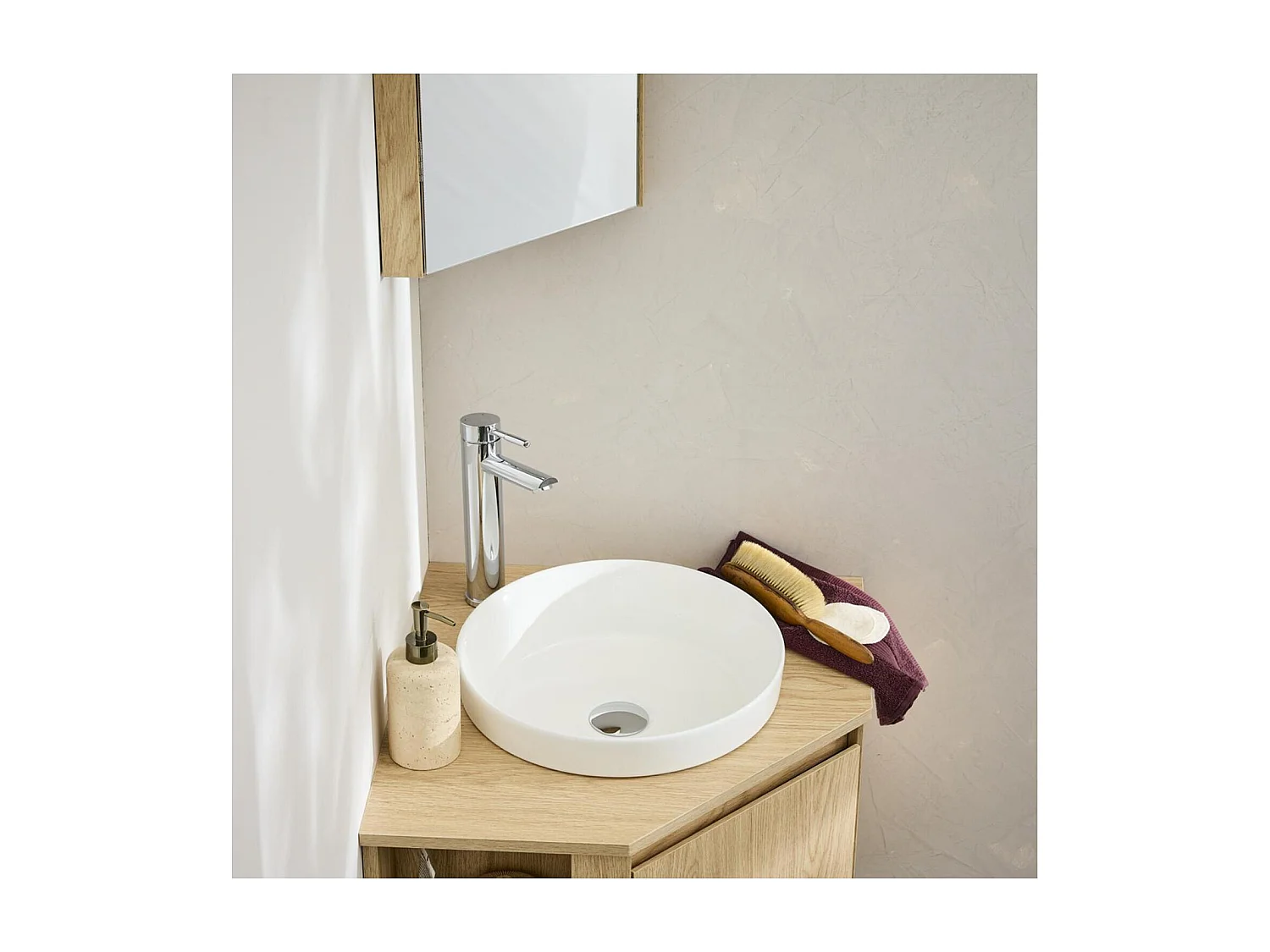 DORO 36cm okrągła biała ceramiczna umywalka do zabudowy 4079066 - obrazek 1