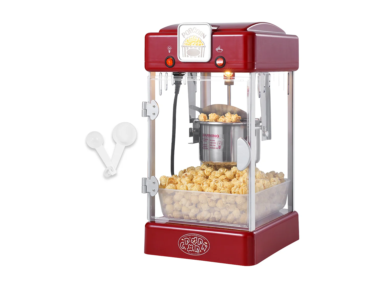 Maszyna Do Popcornu SucceBuy, Kettle Popper 300 W i 2,5 oz, 4 Pinte na Partię, Maszyna Stołowa z Drzwiami z PP, Czerwona 4191615
