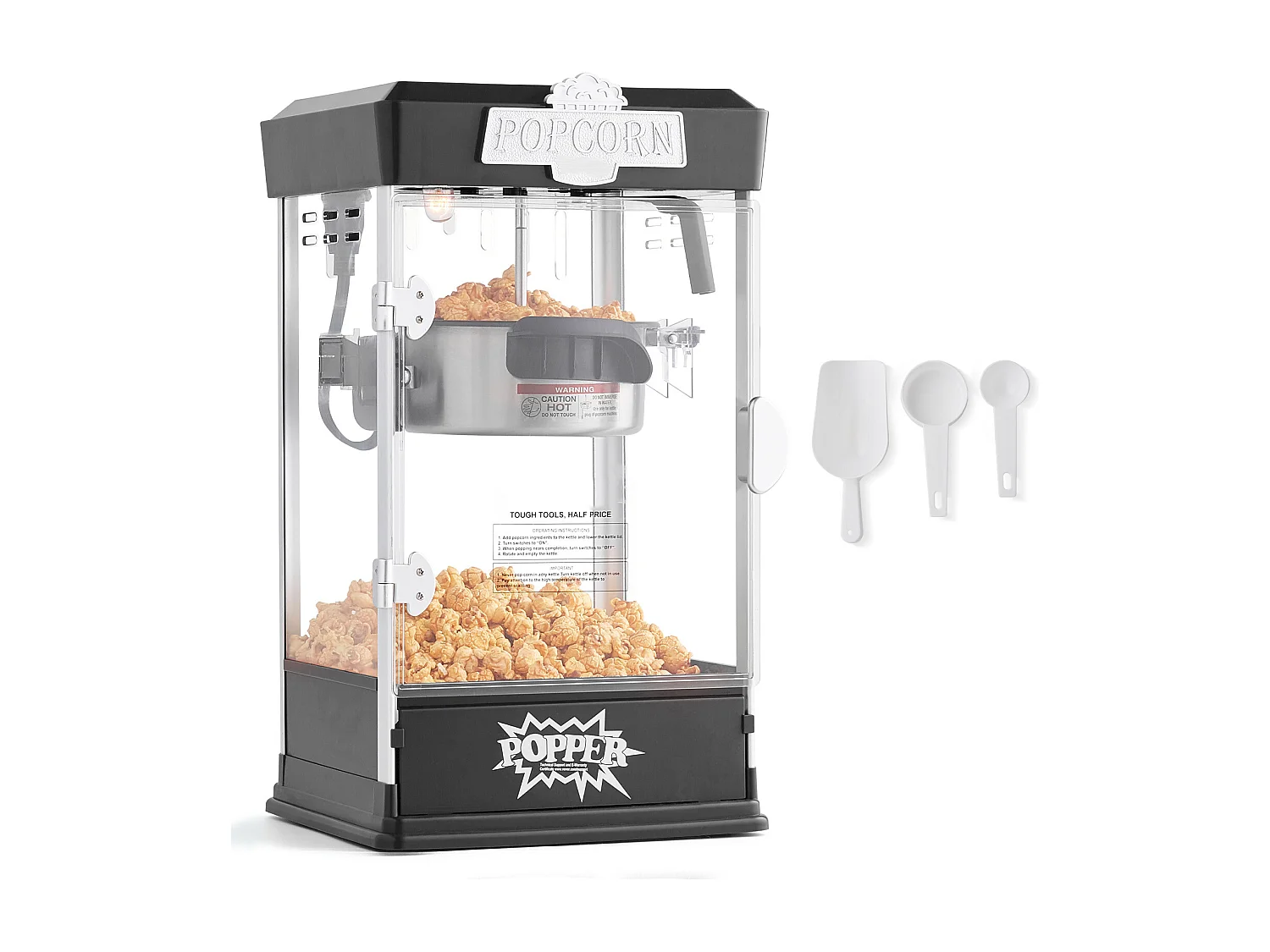 Maszyna Do Popcornu SucceBuy 480 W, Maszyna Do Popcornu 4 oz, 1,5 galona na partię, Maszyna Stołowa z 3 Łyżkami, Styl Kina, Czarny 4191624