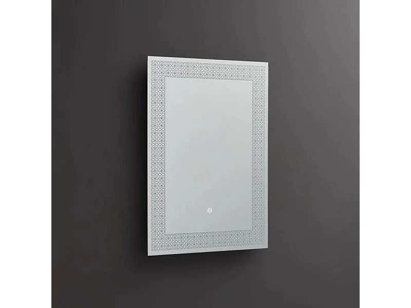 Lustro prostokątne LED „Fresno” z podświetlaną ramą zdobioną motywem kwiatowym cm 50×70 4191858
