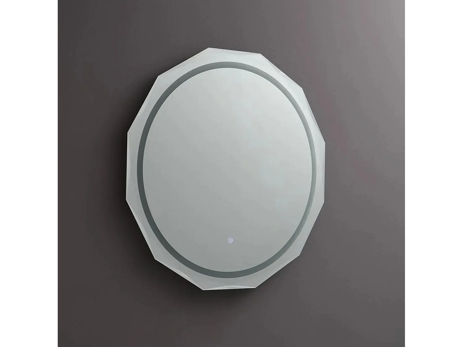 Lustro okrągłe LED „Horizonte” z fasetowaną krawędzią i podświetlane cm 75x75h 4191864