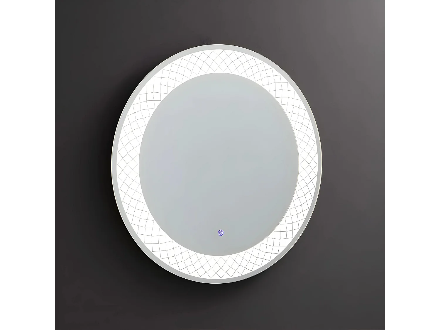 Lustro okrągłe z ramą podświetlaną LED „Eclisse” z aluminium cm 60×60 4191876