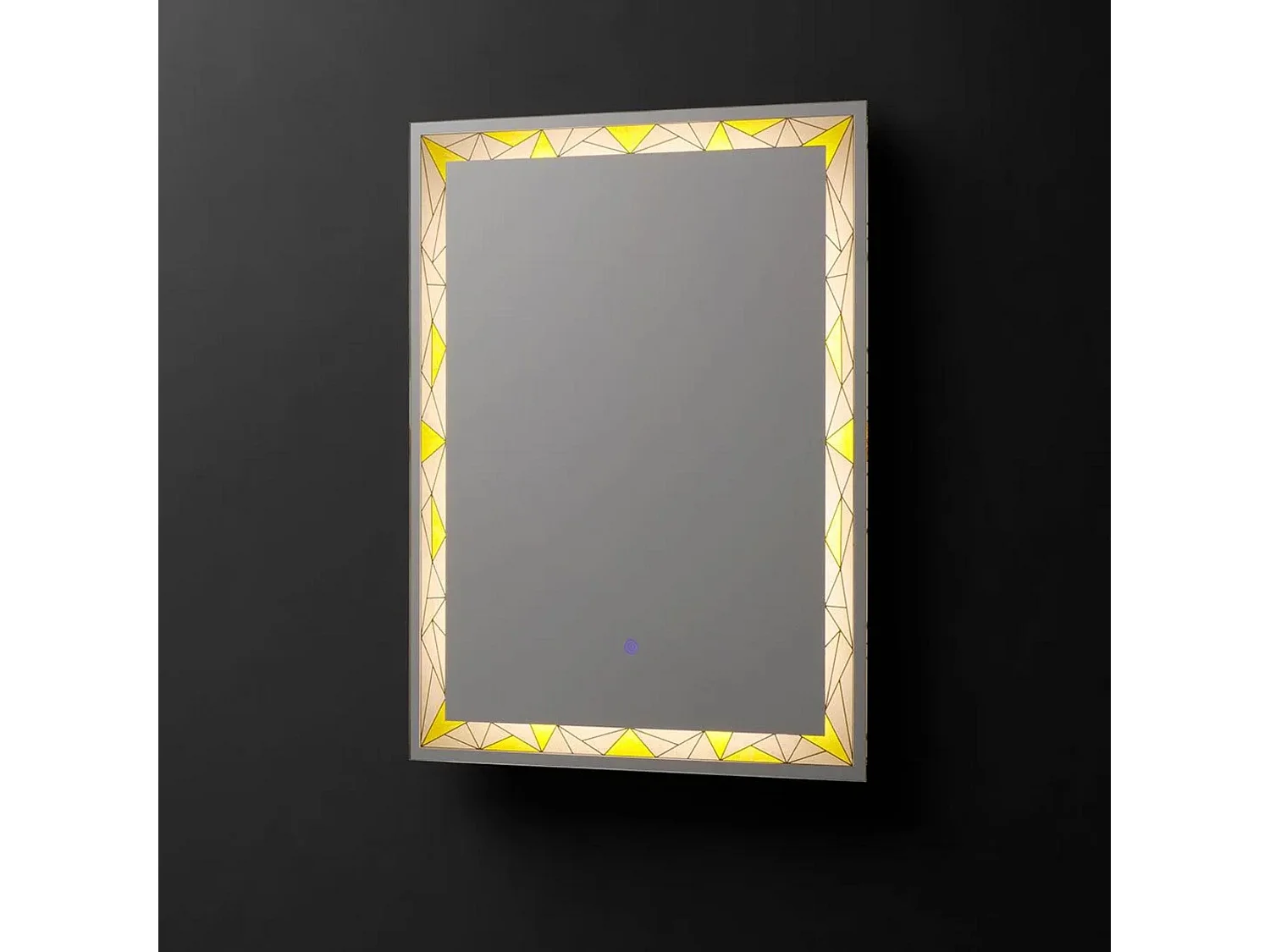 Lustro ścienne prostokątne „Mosaic” touch LED z satynowymi i kolorowymi wstawkami cm 60x80h 4191888