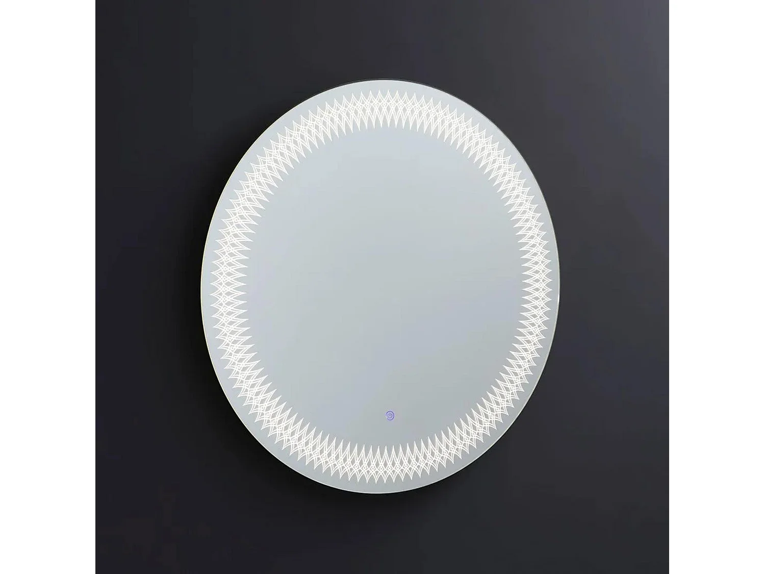 Lustro okrągłe z ramą zdobioną diodami LED „Illusion” w aluminium cm 80×80 4191897