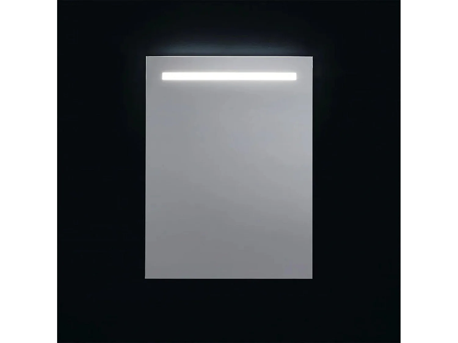 Lustro prostokątne z pasmem LED „Valderico” profile imitujące aluminium cm 90x60h 4191901