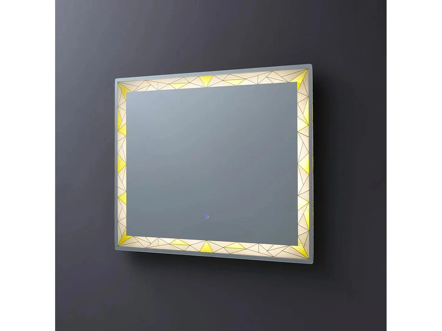 Lustro ścienne prostokątne „Mosaic” touch LED z satynowymi i kolorowymi wstawkami cm 90x70h 4191907