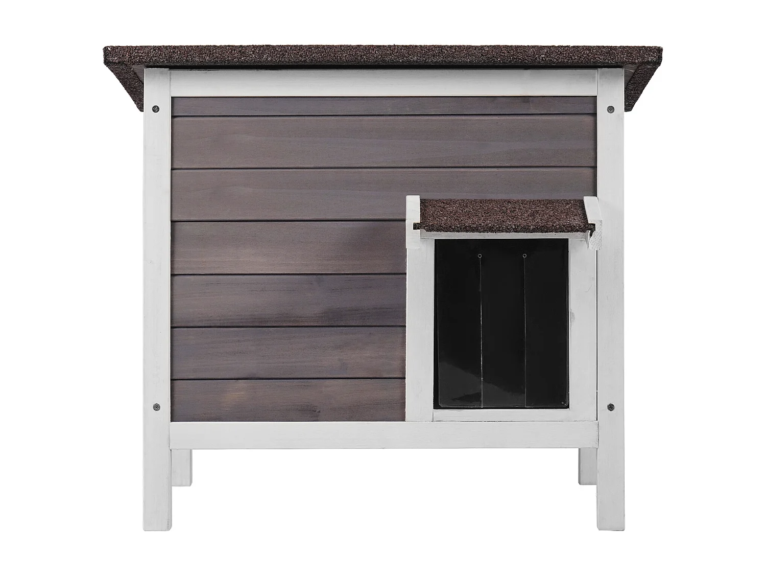 Domek dla Kota, SucceBuy Outdoor Cat Shelter - Drewniany Domek dla Dzikich Kotów z Dachem i Drzwiami Pokrytymi PVC 4201650 - obrazek 1