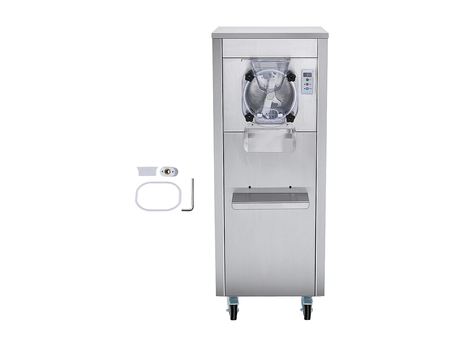 Maszyna do Lodów Twardych Komercyjna SucceBuy, 18 L/h, 1600 W, z Kołami, Automatyczne Przewyżanie, Panel LED 4170322