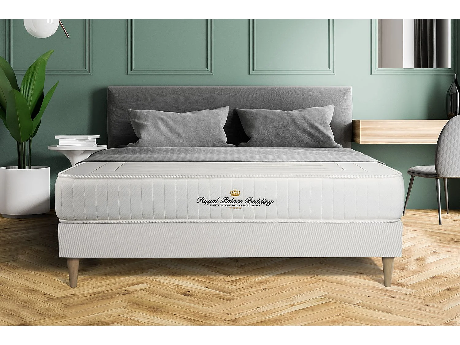 Materac LANCASTER 120x190cm, Grubosc : 22 cm, sprezyny kieszeniowe i pianka z pamiecia ksztaltu, Wysoki, 3 strefy komfortu + zestaw podstawa lózka 4254968