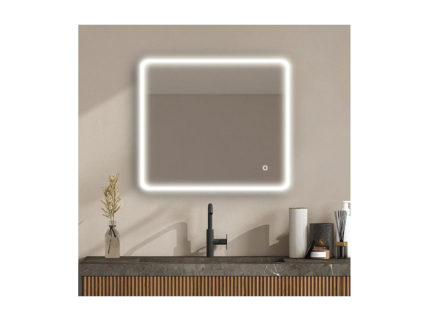 Lustro prostokątne LED L60/80/90/120cm z podświetleniem MIRALUX 4143000 - obrazek 1
