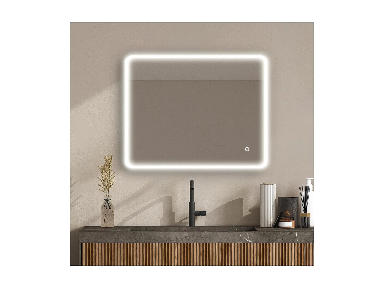 Lustro prostokątne LED L60/80/90/120cm z podświetleniem MIRALUX 4143015 - obrazek 1