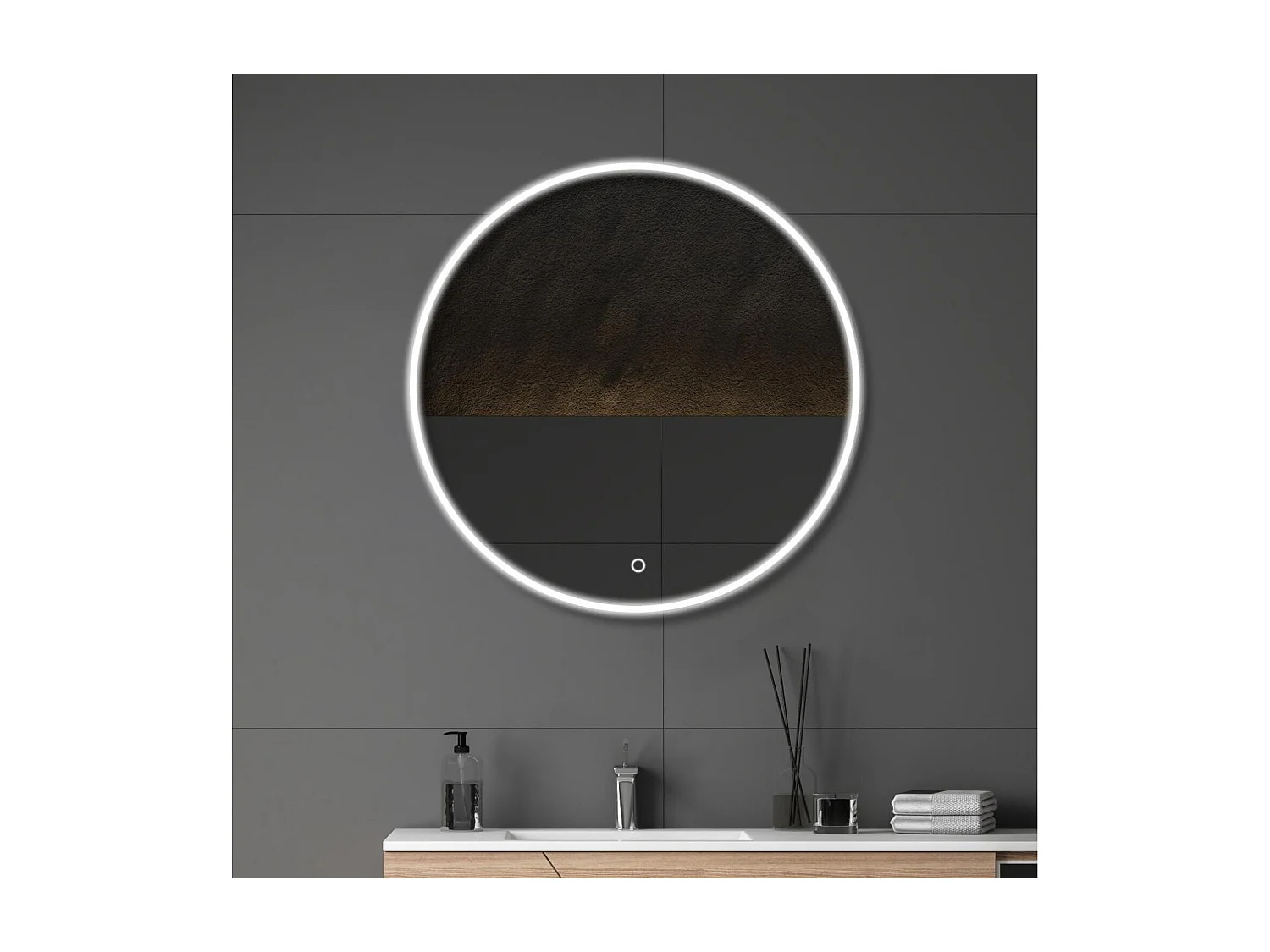 Lustro okrągłe LED D60/70/80cm z podświetlaną ramą ORAYA 4143016 - obrazek 1
