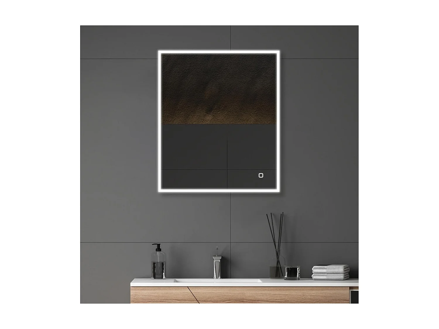 Lustro prostokątne LED L60/80cm podświetlana rama ECLIPS 4143032 - obrazek 1