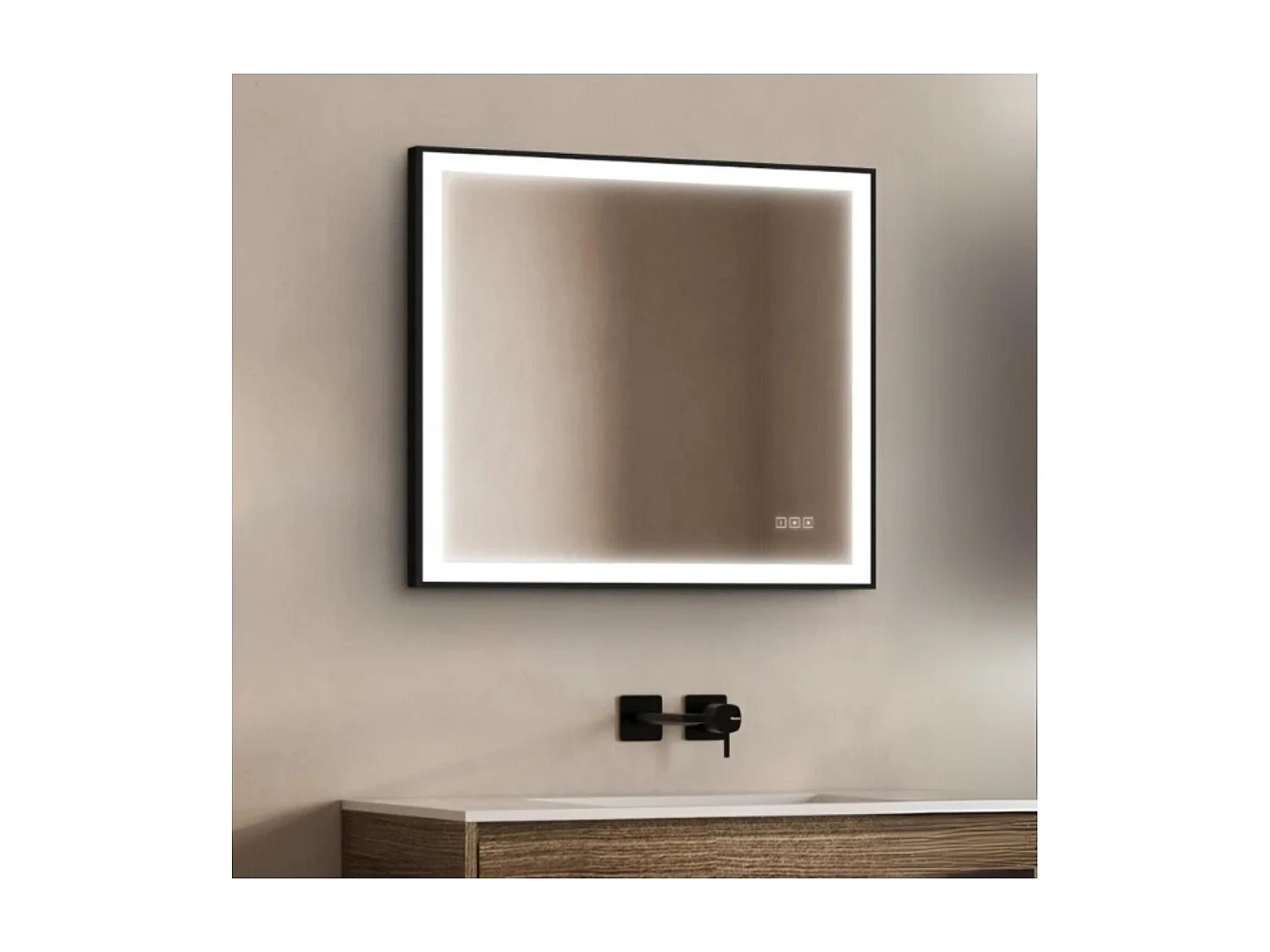 Lustro prostokątne LED L60/80/120cm z czarną aluminiową ramą VELUNA 4143006 - obrazek 1