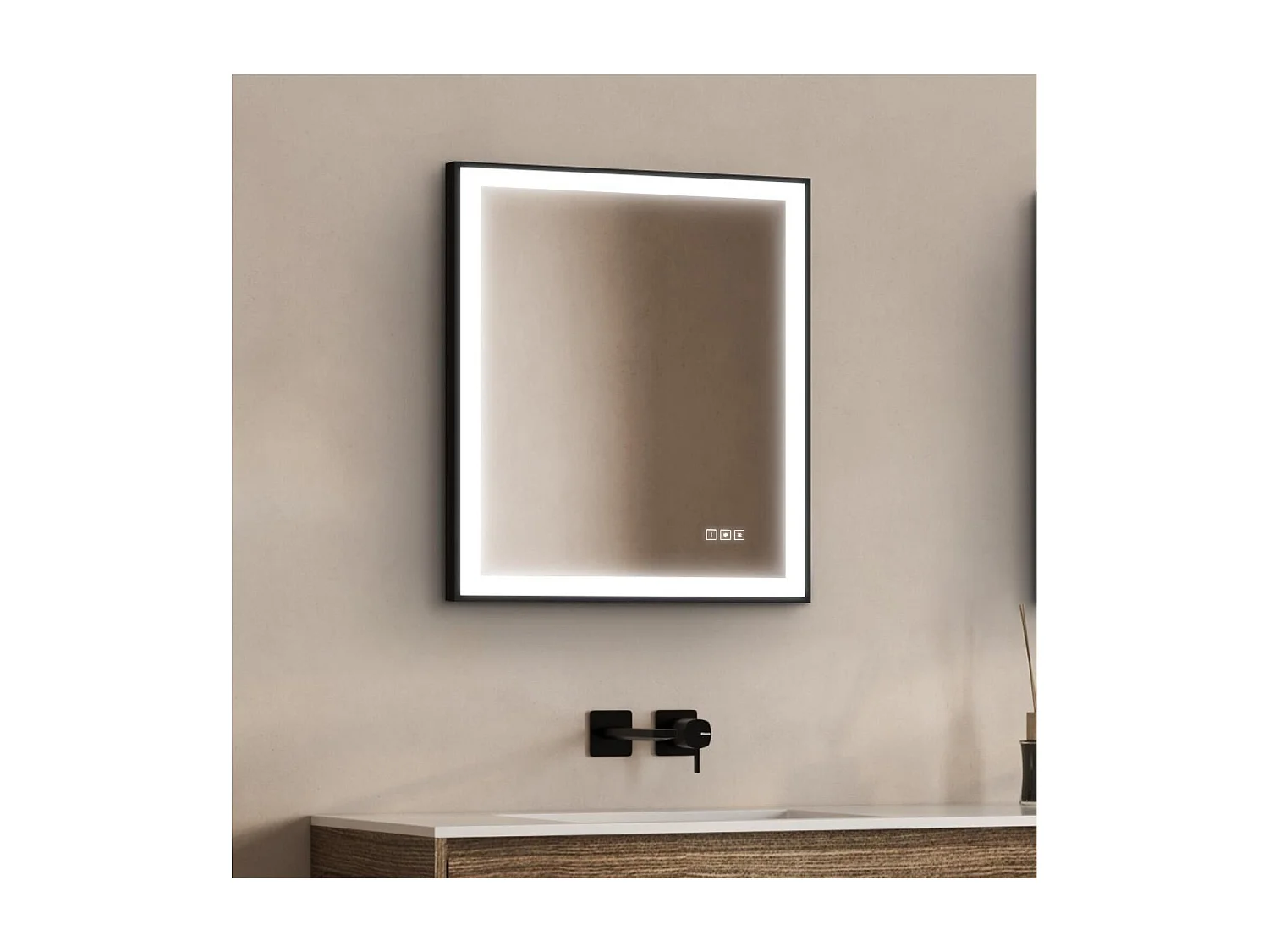 Lustro prostokątne LED L60/80/120cm z czarną aluminiową ramą VELUNA 4143007 - obrazek 1