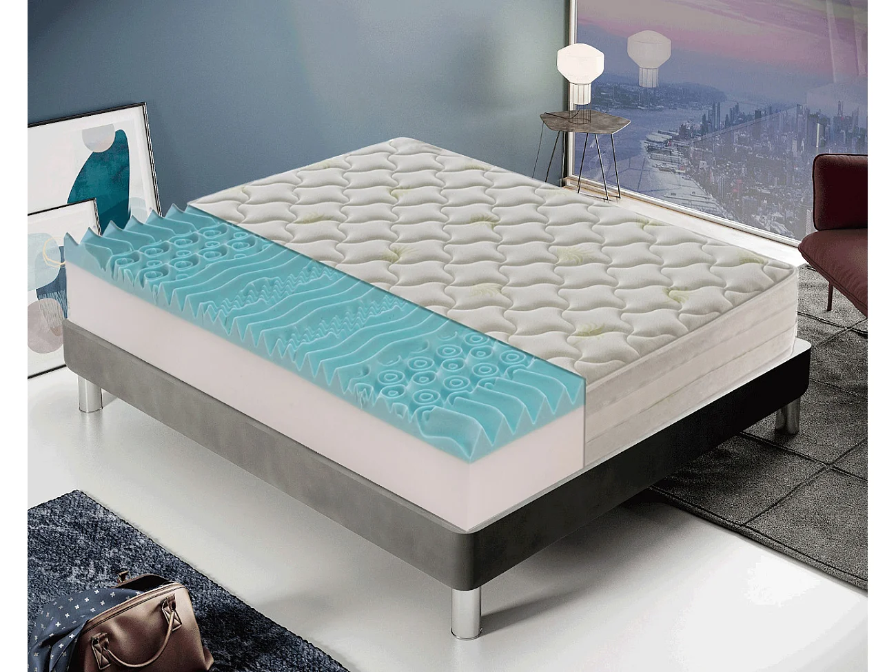 Materac piankowy 140×190 cm – Pianka memory – Grubość 25 cm – usuwalny 4378605